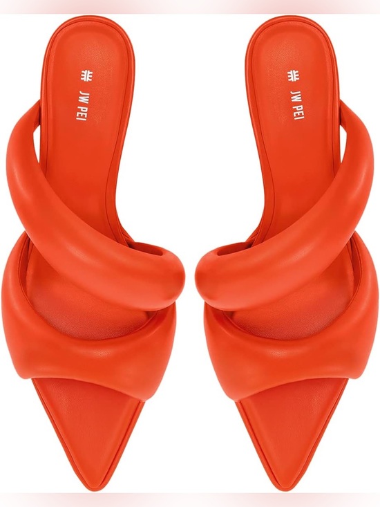 JW PEI Shoes - JW PEI Orange Padded Crossover Pointed Mules